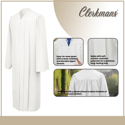 Matte White Bachelors Graduation Gown - College & University