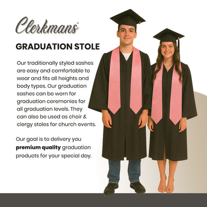Pink Graduation Stole - Pink College & High School Stoles
