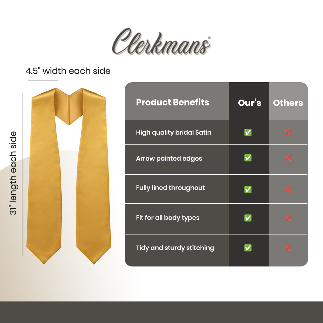 Antique Gold Graduation Stole - A. Gold College & High School Stoles