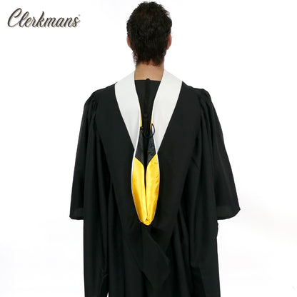 Deluxe Bachelors/Master Hood - White Velvet, Golden Yellow & Black