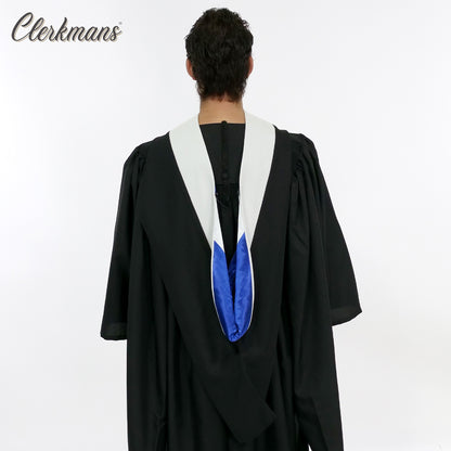 Deluxe Bachelors/Master Hood - White Velvet, Royal Blue & White