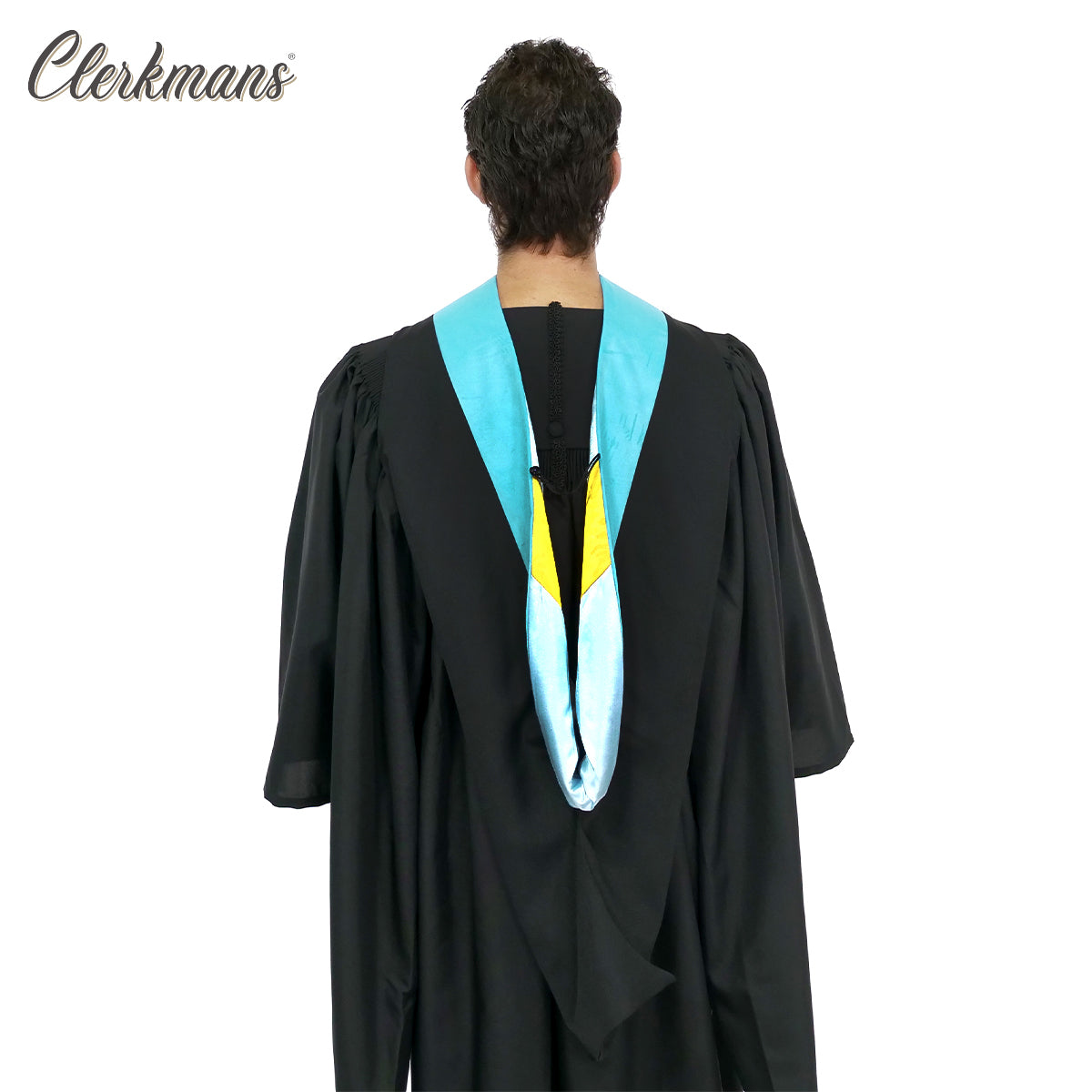 Deluxe Bachelors/Master Hood - Light Blue Velvet, Light Blue & Golden Yellow