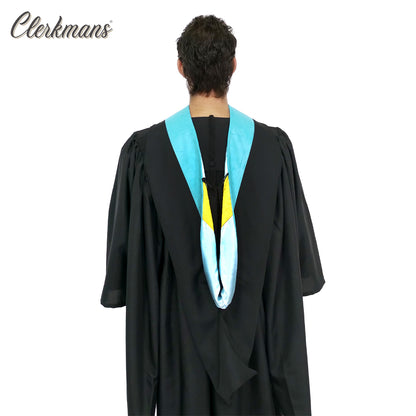 Deluxe Bachelors/Master Hood - Light Blue Velvet, Light Blue & Golden Yellow