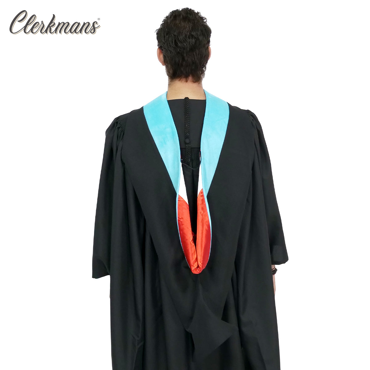 Deluxe Bachelors/Master Hood - Light Blue Velvet, Red & White