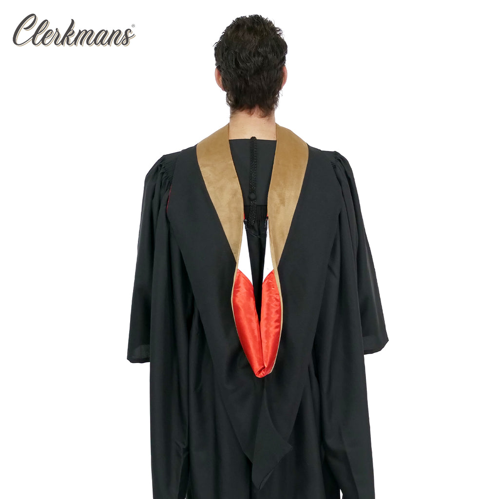 Deluxe Bachelors/Master Hood - Drab Velvet, Red & White