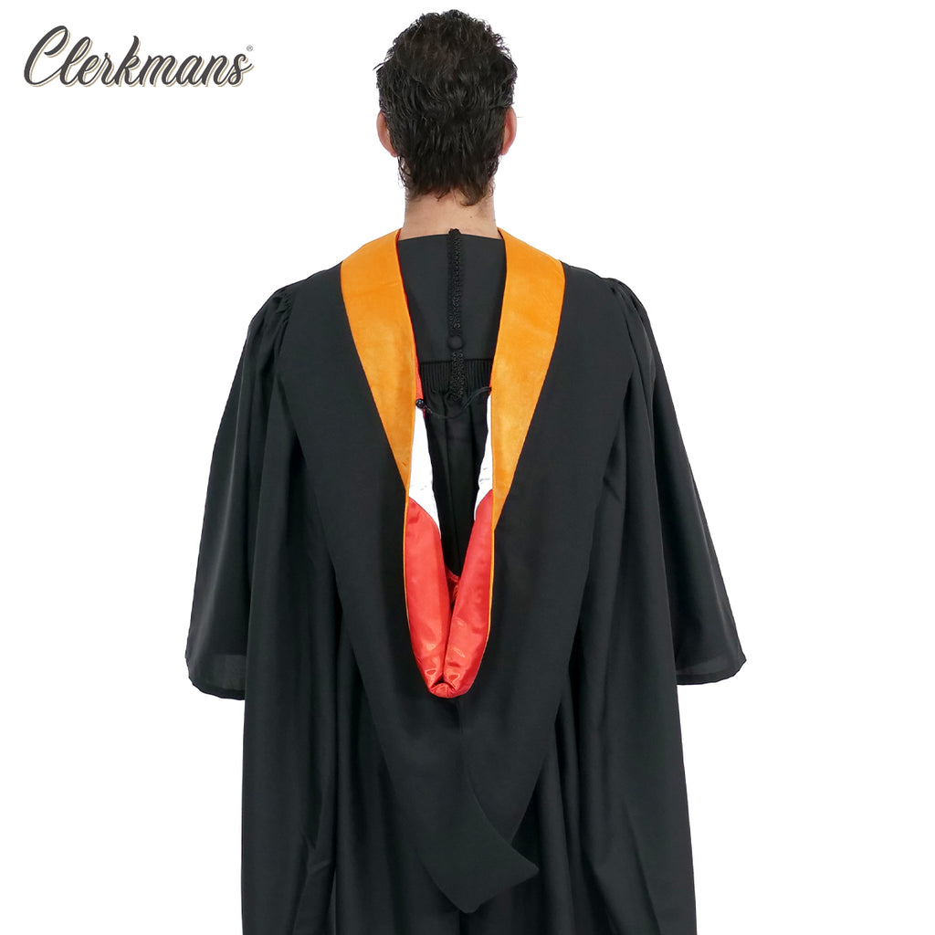 Deluxe Bachelors/Master Hood - Apricot Velvet, Red & White
