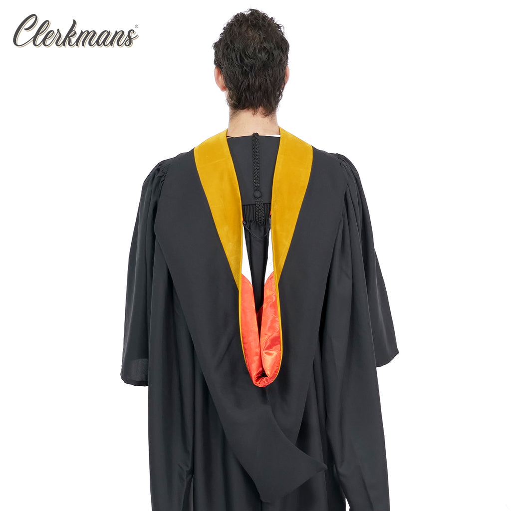 Deluxe Bachelors/Master Hood - Science Gold Velvet, Red & White
