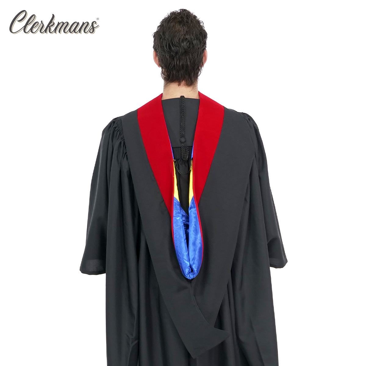 Deluxe Bachelors/Master Hood - Scarlet Velvet, Royal Blue & Golden Yellow