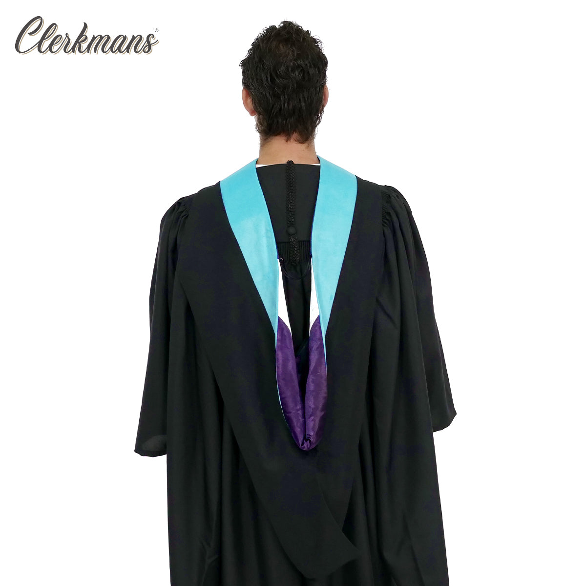 Deluxe Bachelors/Master Hood -Light Blue Velvet, Purple & White