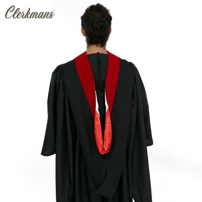 Deluxe Bachelors/Master Hood - Scarlet Velvet, Red & White