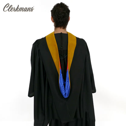 Deluxe Bachelors/Master Hood - Science Gold Velvet, Royal Blue & Red