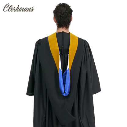 Deluxe Bachelors/Master Hood - Science Gold Velvet, Royal Blue & White