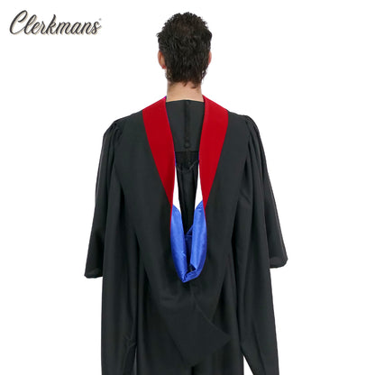 Deluxe Bachelors/Master Hood - Scarlet Velvet, Royal Blue & White