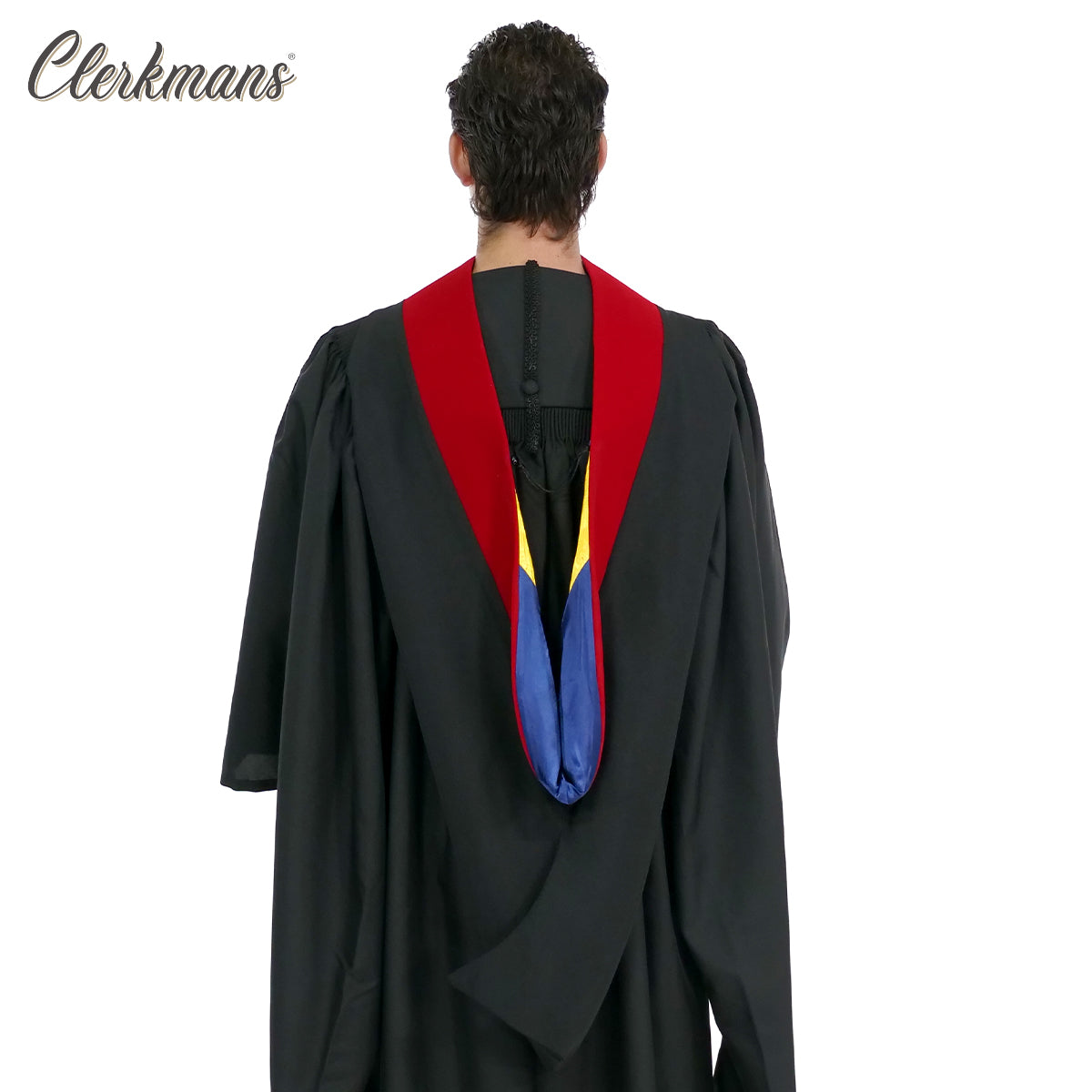 Deluxe Bachelors/Master Hood - Scarlet Velvet, Dark Blue & Golden Yellow