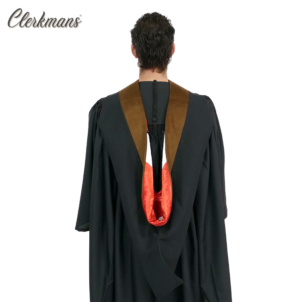 Deluxe Bachelor/Master Hood - Brown Velvet, Red & White