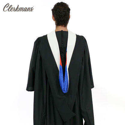 Deluxe Bachelors/Master Hood - White Velvet, Royal Blue & Red