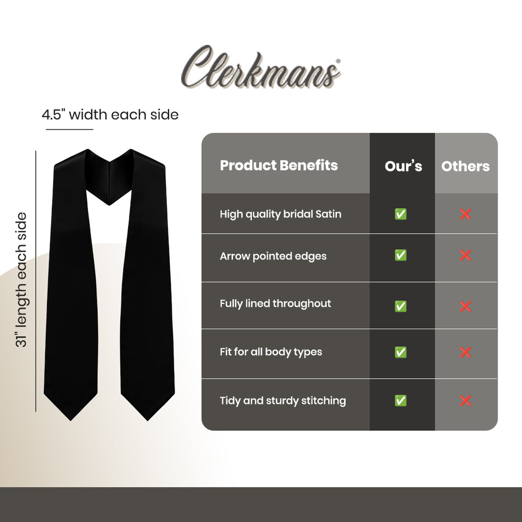 Black Graduation Stole - Black College & High School Stoles