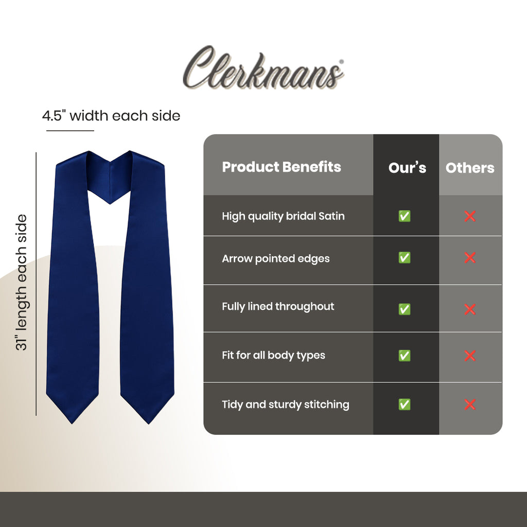 Navy Blue Graduation Stole - Navy College & High School Stoles