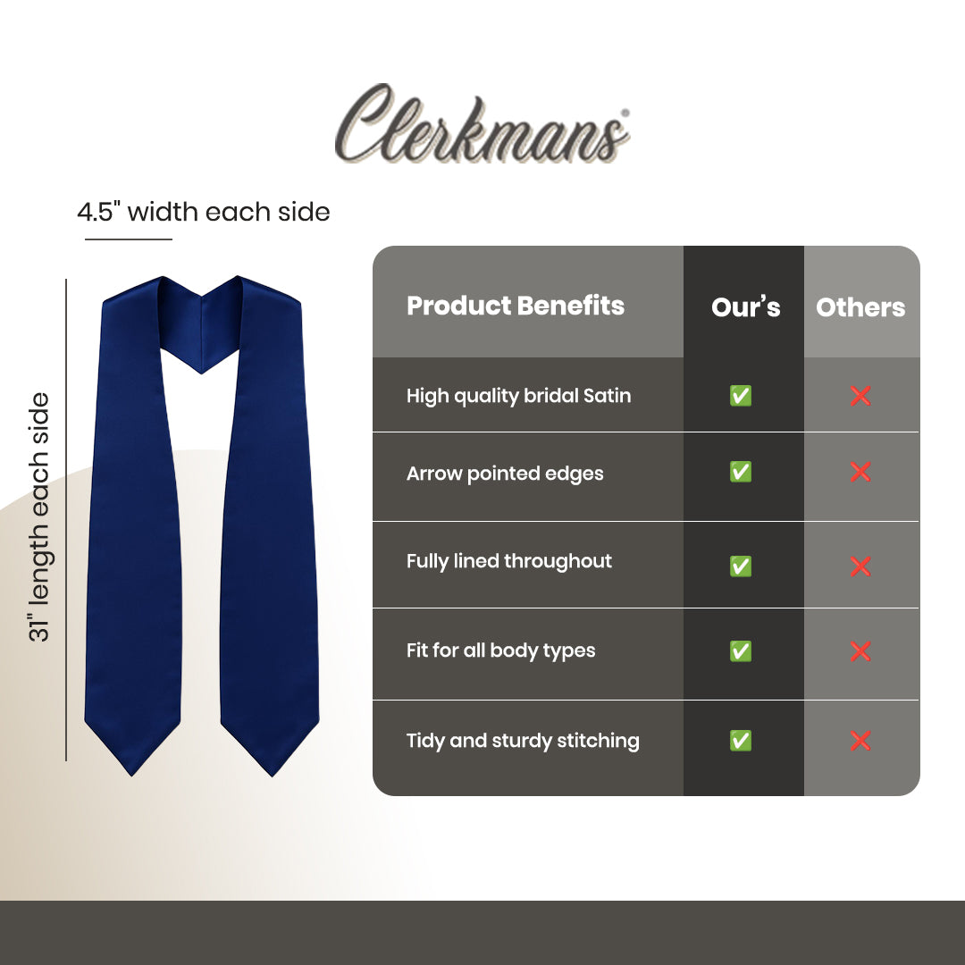 Navy Blue Graduation Stole - Navy College & High School Stoles