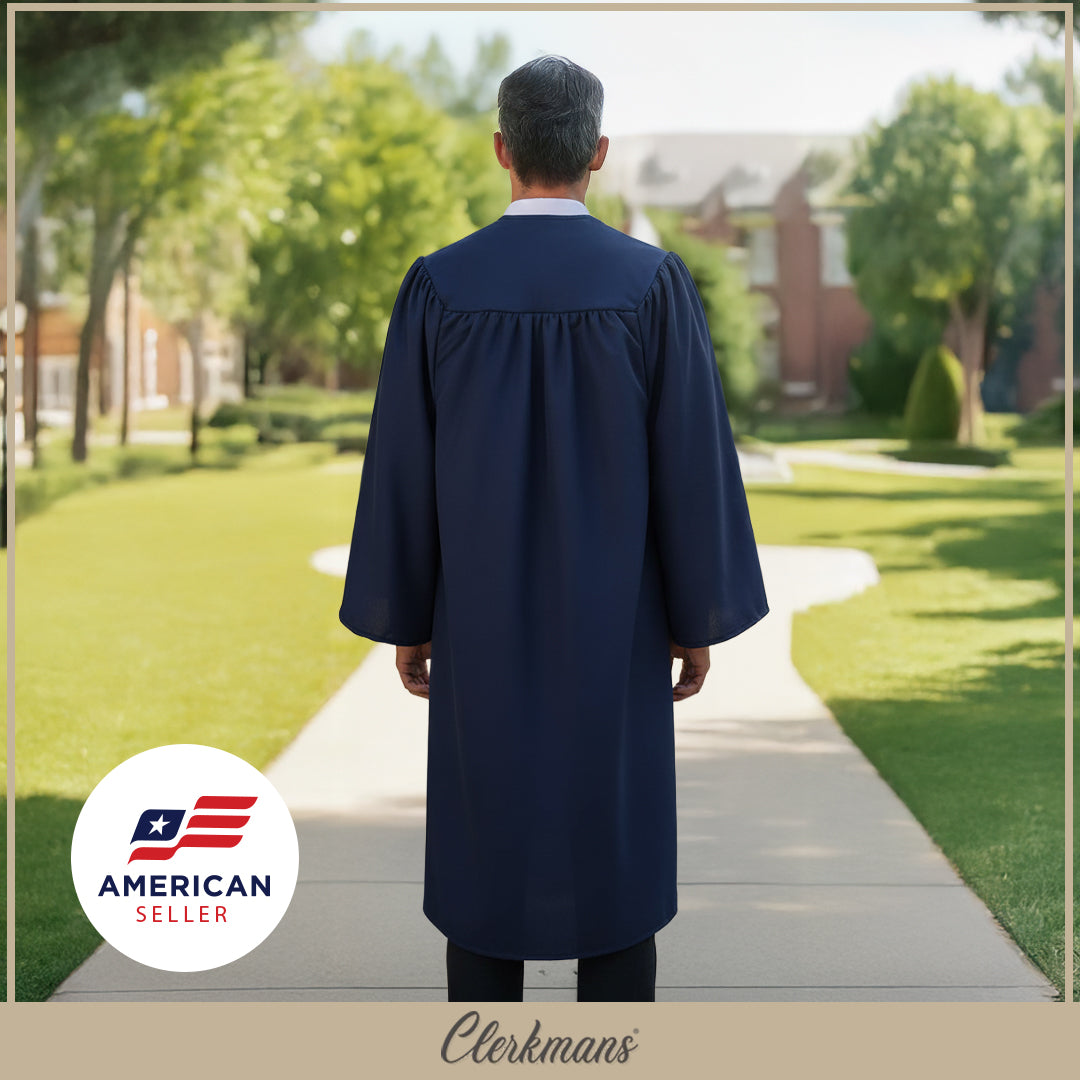 Matte Navy Blue High School Graduation Gown