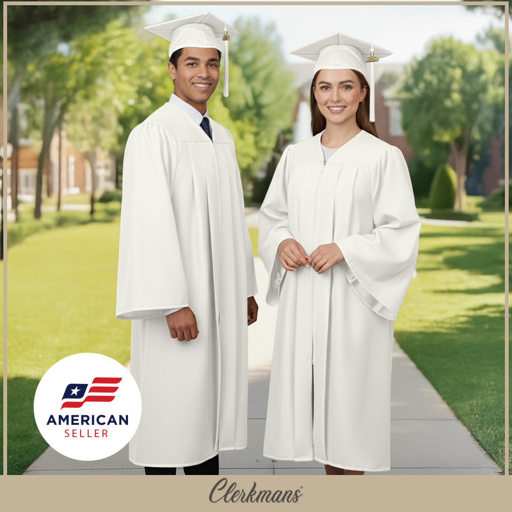 Matte White High School Cap & Tassel - Graduation Caps