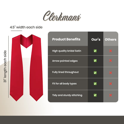 Red Graduation Stole - Red College & High School Stoles