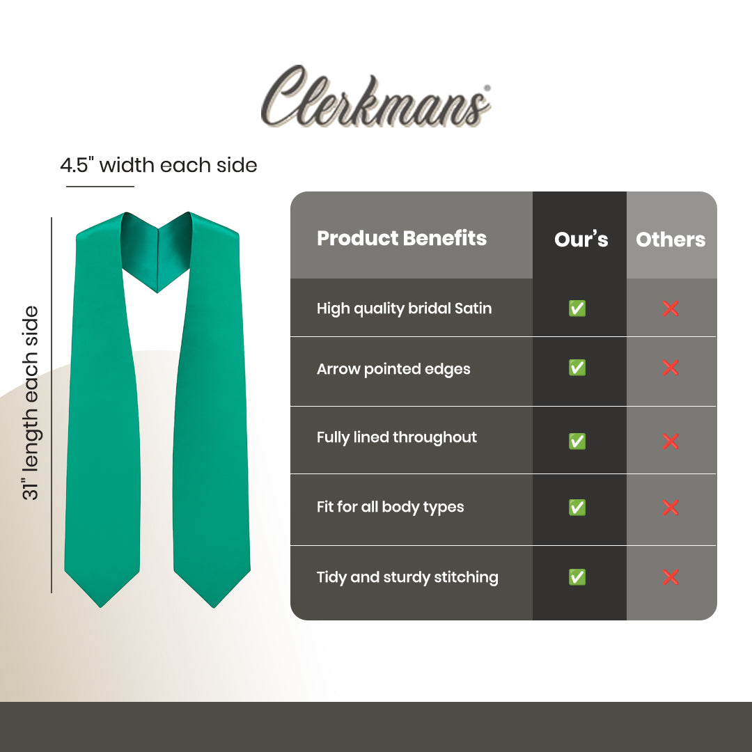 Emerald Green Graduation Stole - Emerald College & High School Stoles