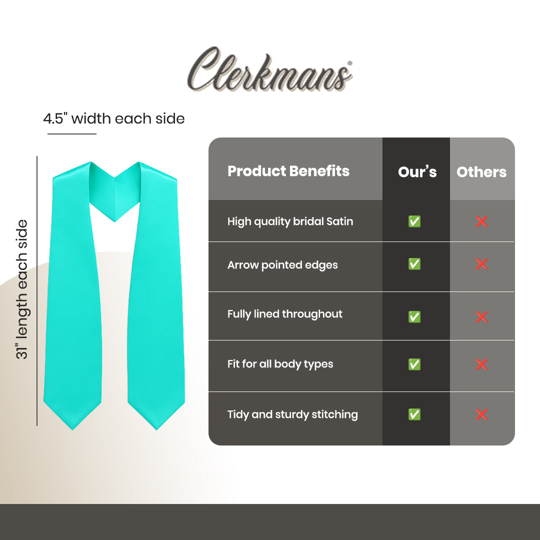 Turquoise Graduation Stole - Turquoise College & High School Stoles