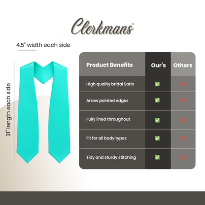 Turquoise Graduation Stole - Turquoise College & High School Stoles