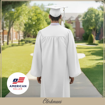 Matte White Elementary Cap, Gown & Tassel