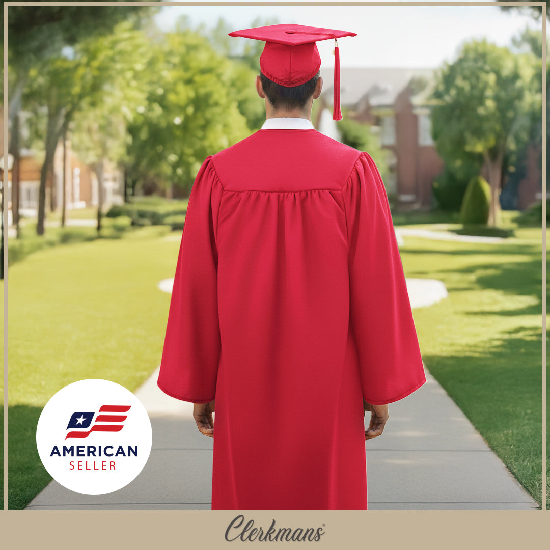 Matte Red Middle School Cap, Gown & Tassel