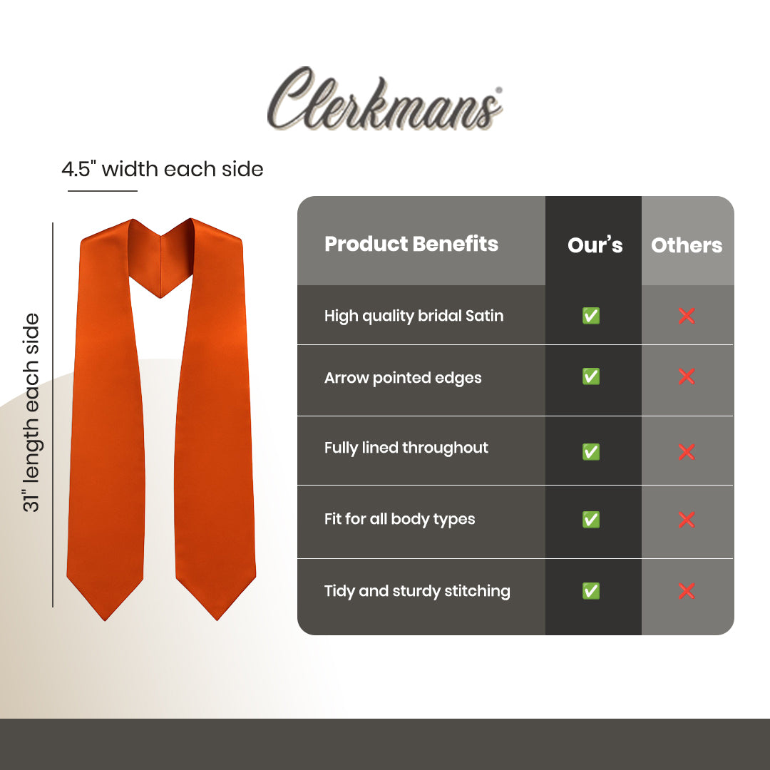 Orange Graduation Stole - Orange College & High School Stoles