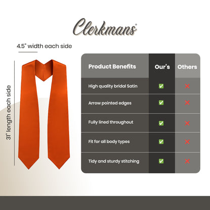 Orange Graduation Stole - Orange College & High School Stoles