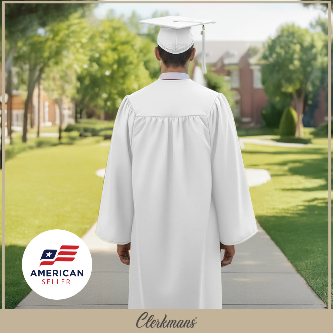 Matte White Middle School Cap, Gown & Tassel