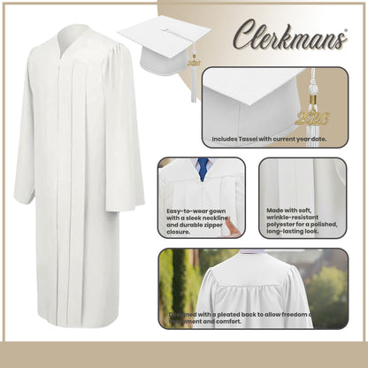 Matte White Bachelors Cap & Gown - College & University