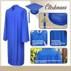 Matte Royal Blue Bachelors Cap & Gown - College & University