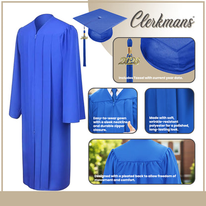 Matte Royal Blue Bachelors Cap & Gown - College & University