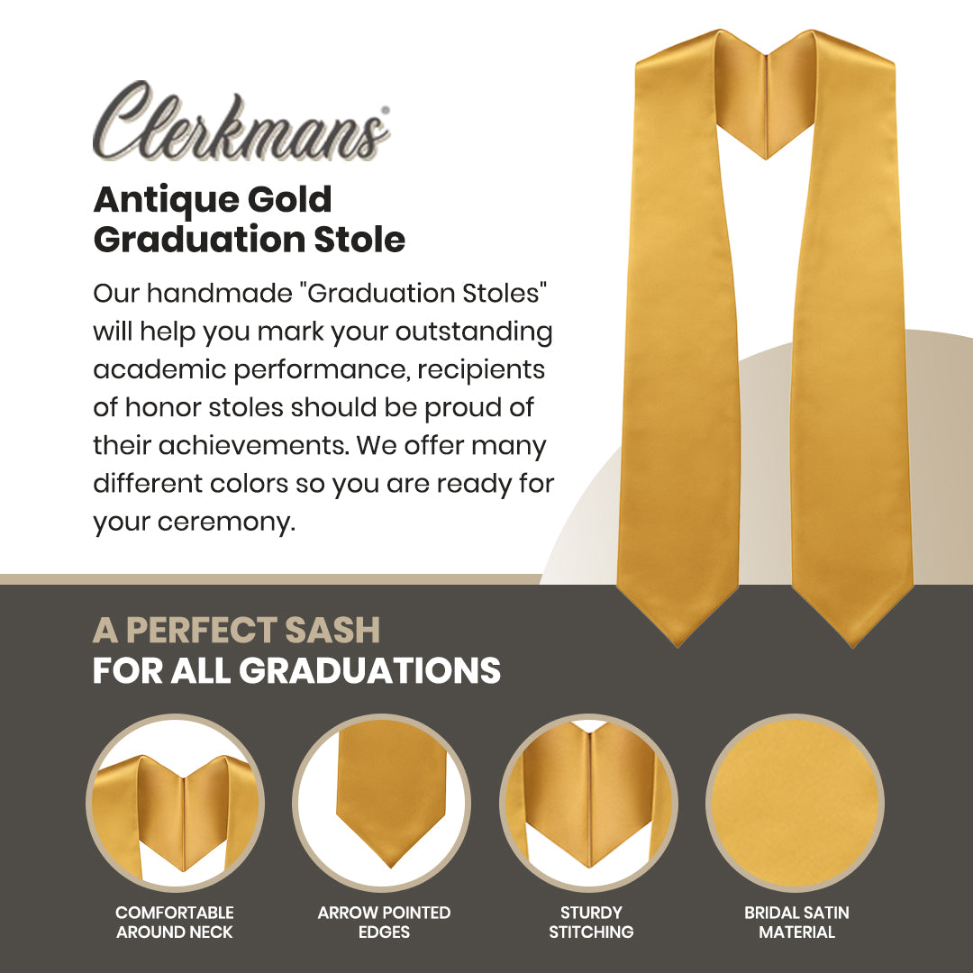Antique Gold Graduation Stole - A. Gold College & High School Stoles
