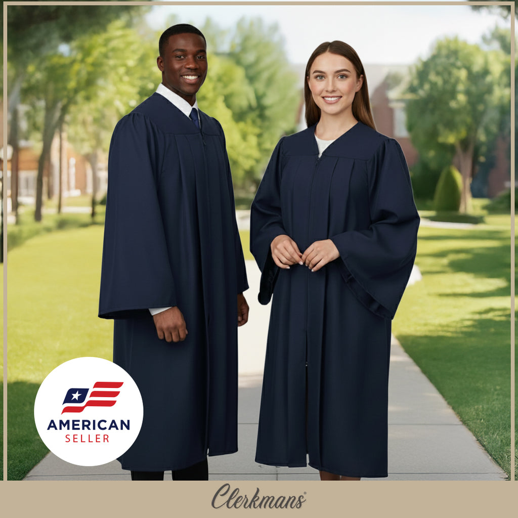 Matte Navy Blue High School Graduation Gown