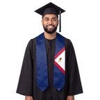 American Samoa graduation stole with a blue, red, and white American Samoa flag sash design and eagle emblem.