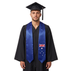 Australia graduation stole with a navy blue Australia flag sash design featuring the Union Jack and white stars.