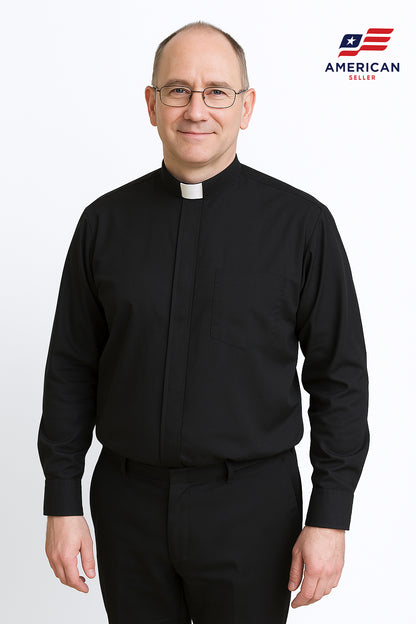 Black Long Sleeve Clergy Shirt