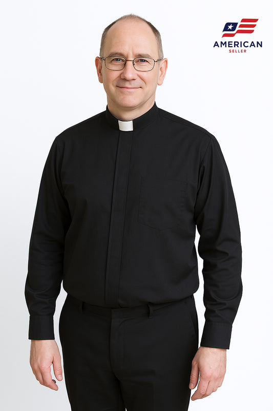 Black Long Sleeve Clergy Shirt