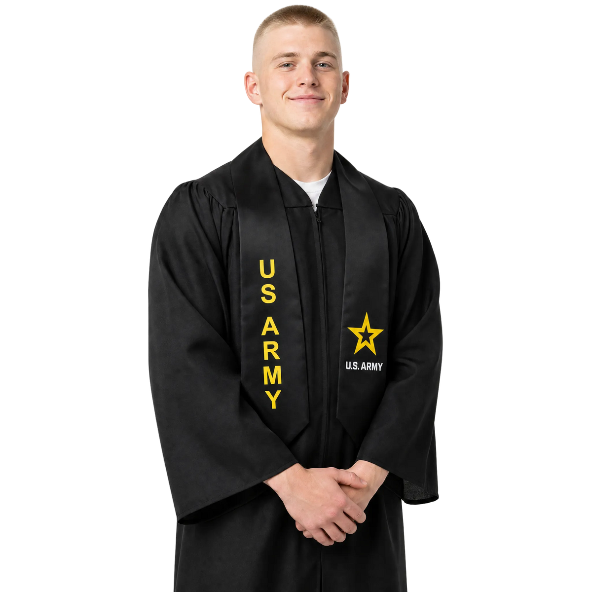 Black U.S. Army veteran stole featuring the new Army logo for graduation ceremonies