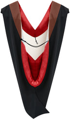 Deluxe Bachelor/Master Hood - Brown Velvet, Red & White
