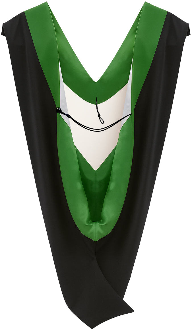 Deluxe Bachelor/Master Hood - Kelly Green Velvet, Kelly Green & White