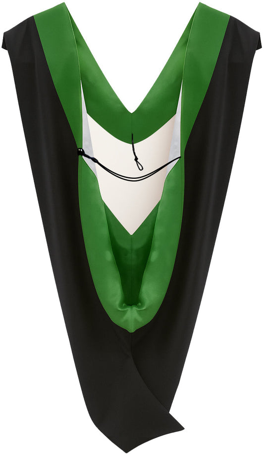 Deluxe Bachelor/Master Hood - Kelly Green Velvet, Kelly Green & White