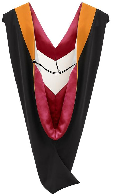 Deluxe Bachelors/Master Hood - Apricot Velvet, Red & White