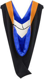 Deluxe Bachelors/Master Hood - Apricot Velvet, Royal Blue & White