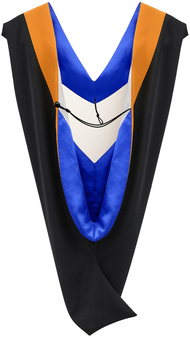 Deluxe Bachelors/Master Hood - Apricot Velvet, Royal Blue & White
